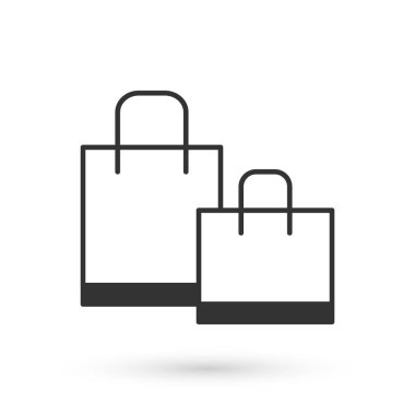 Gri kağıt poşet ikonu beyaz arka planda izole edildi. Paket işareti. Vektör.