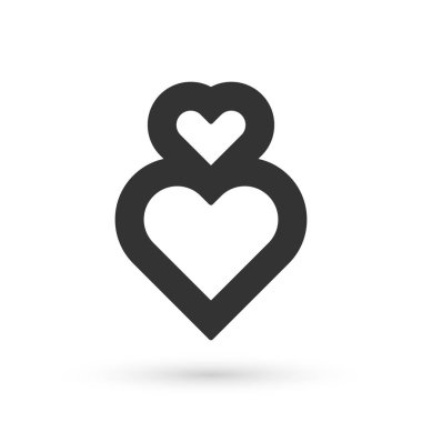 Gri Kalp simgesi beyaz arkaplanda izole edildi. Romantik sembol, bağlanma, tutku ve düğün. Sevgililer günün kutlu olsun. Vektör.