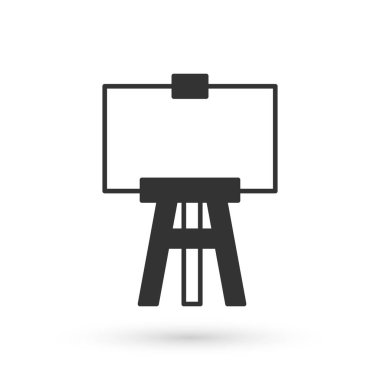 Beyaz arka planda izole edilmiş gri ahşap sehpa ya da resim tahtası simgesi. Vektör