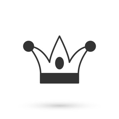 Beyaz arka planda izole edilmiş çanları olan gri soytarı şapkası. Palyaço ikonu. Lunapark komedyen işareti. Vektör