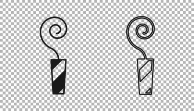 Siyah Doğum günü parti kornosu simgesi şeffaf arkaplanda izole edildi. Vektör