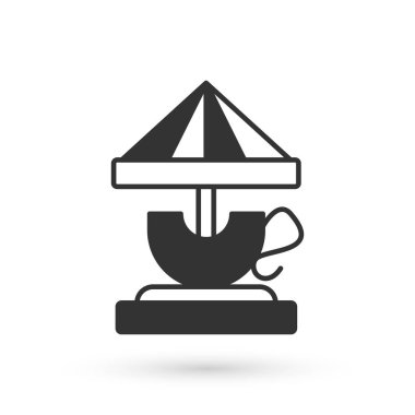 Gri Çekim Atlıkarınca simgesi beyaz arkaplanda izole edildi. Eğlence parkı. Çocuklar için eğlence parkı, eğlence parkı. Vektör