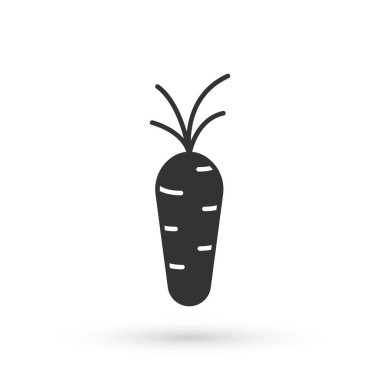 Beyaz arka planda gri havuç simgesi izole edilmiş. Vektör