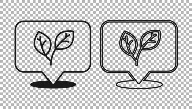 Şeffaf arkaplanda siyah yaprak simgesi izole edildi. İşaret bırakıyor. Taze doğal ürün sembolü. Vektör