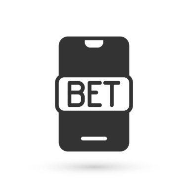 Gri Çevrimiçi bahis ikonu beyaz arka planda izole edildi. Spor bahisçisi. Online bahis para kazandırır. Vektör