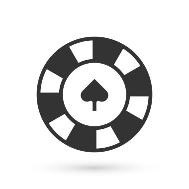 Gri Kumarhane çipleri simgesi beyaz arka planda izole edilmiş. Kumarhane kumarı. Vektör