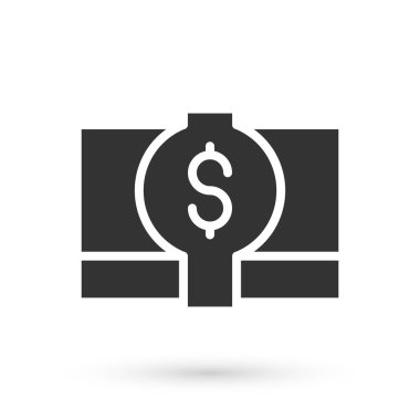 Grey Stacks kağıt para ikonu beyaz arka planda izole. Para desteleri. Para birimi. Vektör