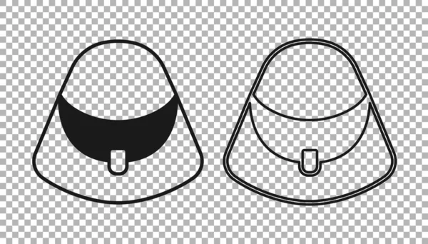 透明な背景に隔離されたブラックのハンドバッグアイコン 女性のハンドバッグのサイン グラマラスカジュアルな手荷物記号 ベクトル — ストックベクタ