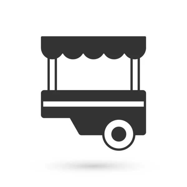 Grey Fast Street Food Cart Napellenző Ikon Elszigetelt Fehér Háttér — Stock Vector