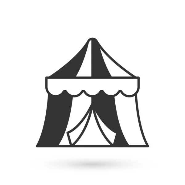 Grijze Circus Tent Icoon Geïsoleerd Witte Achtergrond Carnaval Camping Tent — Stockvector