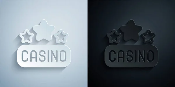 Paper Cut Icône Enseigne Casino Isolé Sur Fond Gris Noir — Image vectorielle