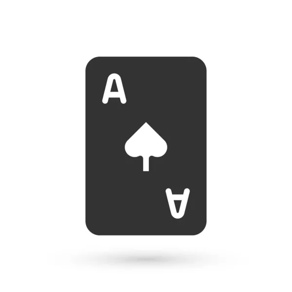 Szara Karta Gry Ikoną Symboli Pik Odizolowana Białym Tle Hazard — Wektor stockowy