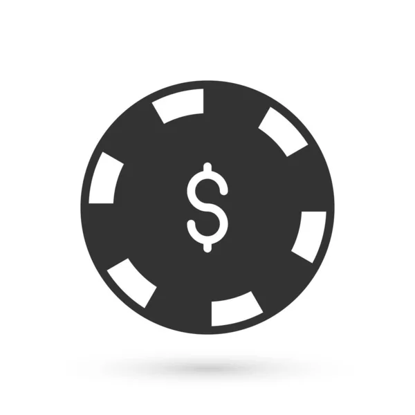 Grey Casino Chip Dollar Symbol Icon Isolated White Background Casino — Stock Vector