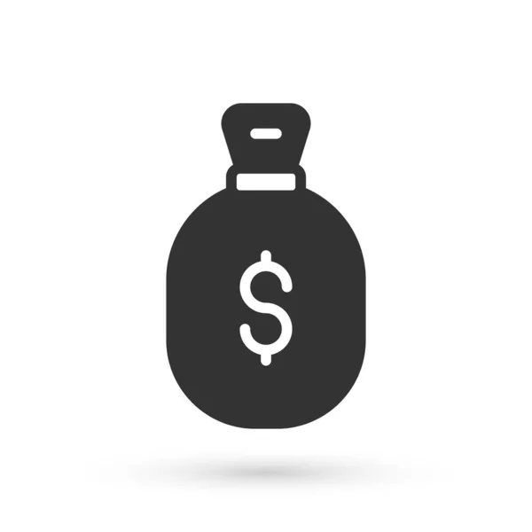 Grey Money Bag Icon Isolated White Background Dollar Usd Symbol — Stock Vector