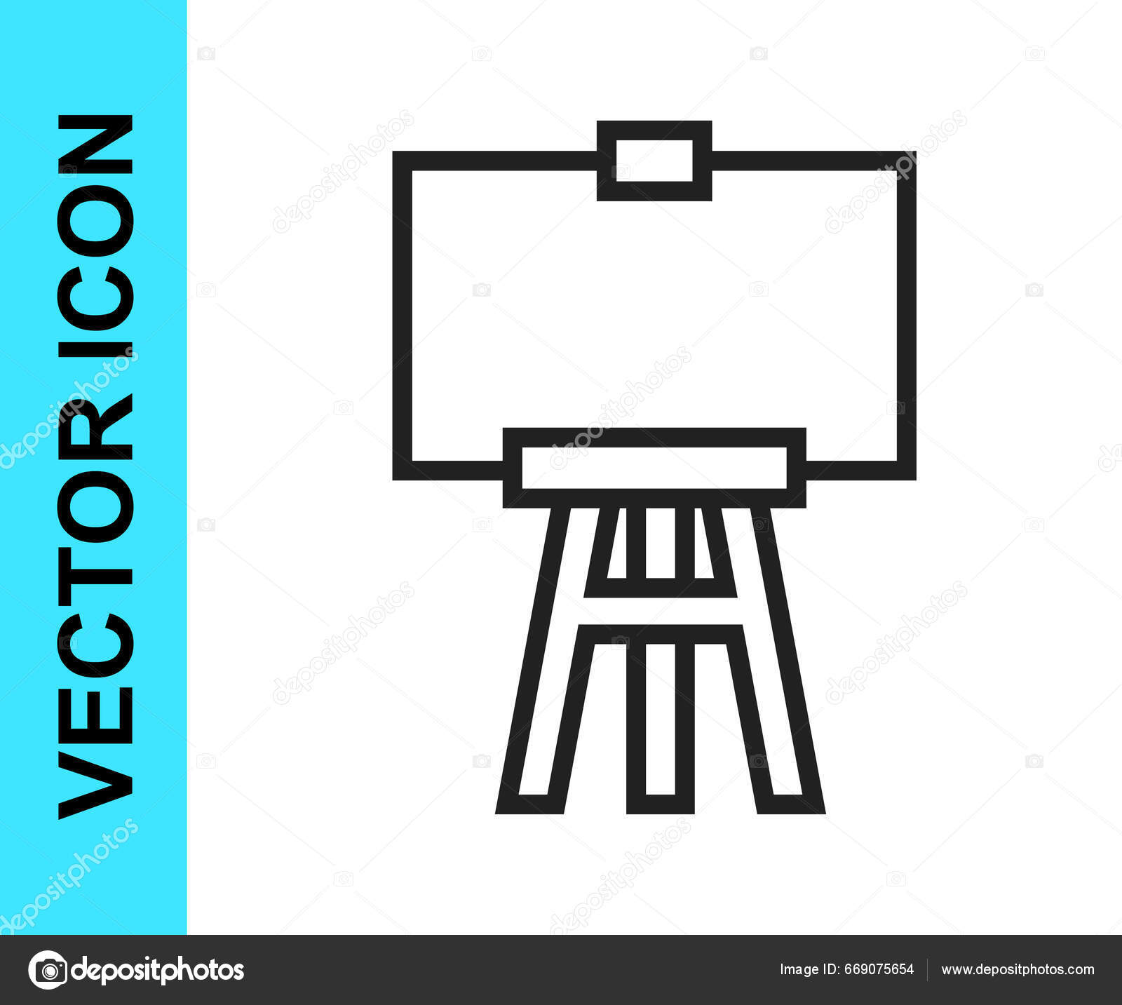 Černá Čára Dřevěný Stojan Nebo Malířské Desky Ikona Izolované Bílém Stock  Vector od © vectoriryna 669075654