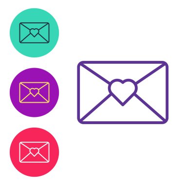 Zarfı 8 Mart simgesiyle beyaz arkaplanda ayır. Mesaj aşkım. Aşk ve romantizm mektubu. Uluslararası Mutlu Kadınlar Günü. Simgeleri renklendirin. Vektör