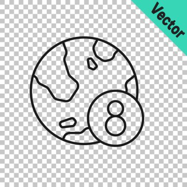 Siyah çizgi 8 Mart simgesi şeffaf arkaplanda izole edildi. Uluslararası Mutlu Kadınlar Günü. Vektör