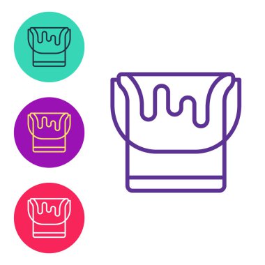 Boya kovası simgesini beyaz arkaplanda izole et. Simgeleri renklendirin. Vektör