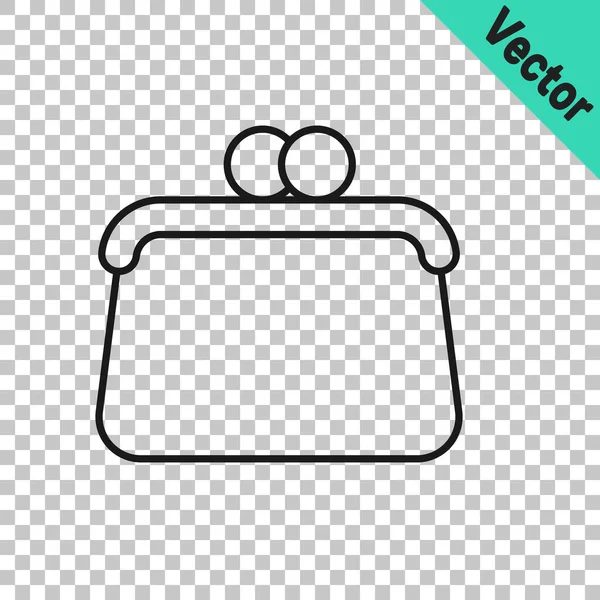 Black Line Handbag Icon Isolated Transparent Background Female Handbag Sign — Stock Vector