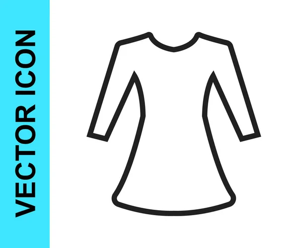 Línea Negra Icono Vestido Mujer Aislado Sobre Fondo Blanco Señal — Vector de stock