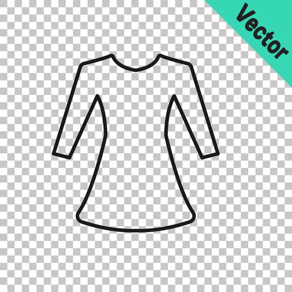 Schwarze Linie Frauenkleid Symbol Isoliert Auf Transparentem Hintergrund Kleiderzeichen Vektor — Stockvektor