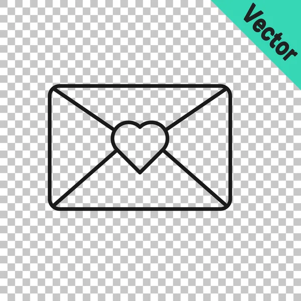 Schwarzer Umschlag Mit März Symbol Auf Transparentem Hintergrund Botschaft Liebe — Stockvektor