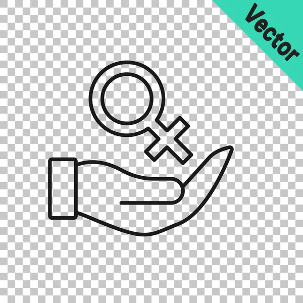 Schwarze Linie Weibliches Gender Symbol Auf Transparentem Hintergrund Isoliert Venus — Stockvektor