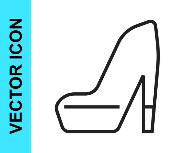 Черная Линия Женская Обувь Высоким Каблуком Значок Изолирован Белом Фоне — стоковый вектор
