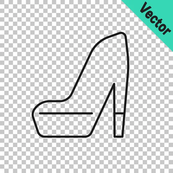 Black Line Woman Shoe High Heel Icon Isolated Transparent Background — Stock Vector