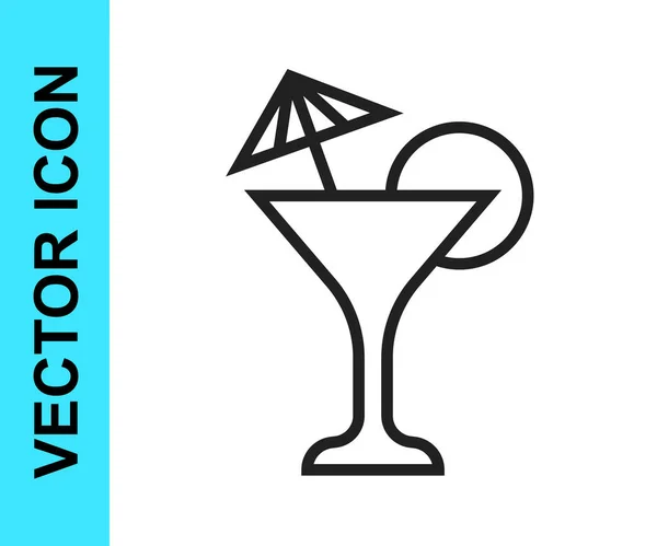 Zwarte Lijn Martini Glas Pictogram Geïsoleerd Witte Achtergrond Cocktailpictogram Wijnglazen — Stockvector
