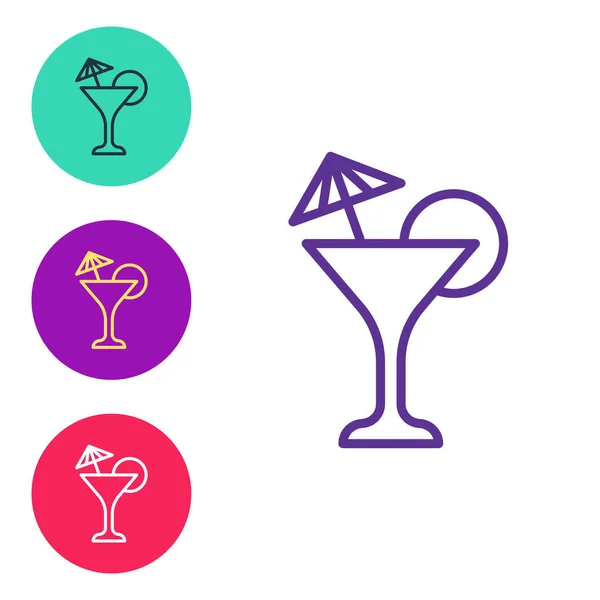 Set Line Martini Glass Icon Isolated White Background Cocktail Icon — Stock Vector