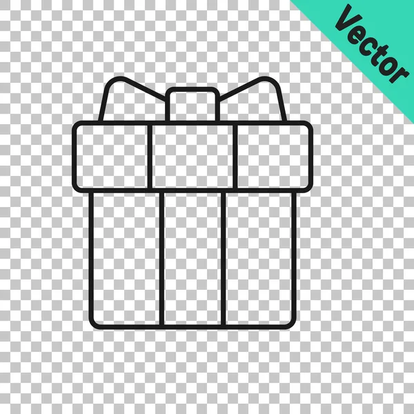Black Line Gift Box Icon Isoliert Auf Transparentem Hintergrund März — Stockvektor