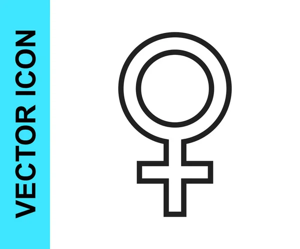 Línea Negra Icono Símbolo Género Femenino Aislado Sobre Fondo Blanco — Vector de stock