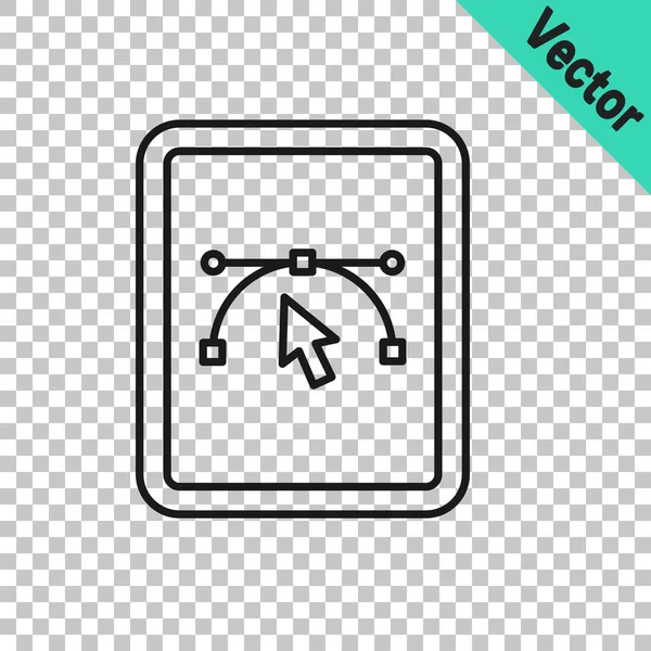 Ligne Noire Affichage Ordinateur Avec Icône Programme Conception Vectorielle Isolé — Image vectorielle