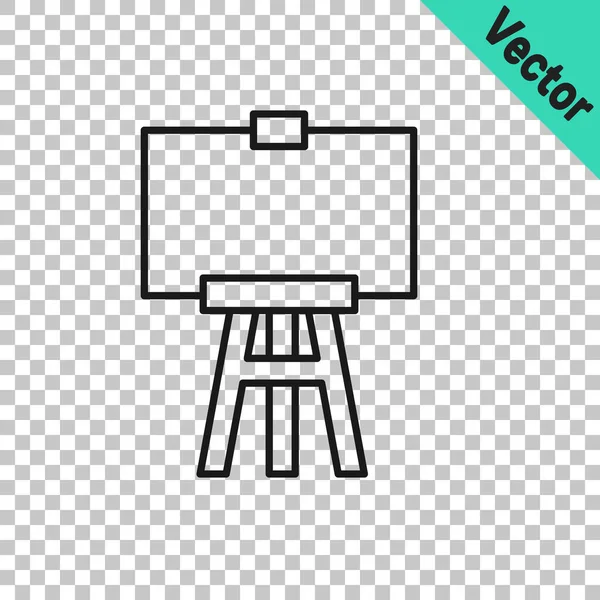 Black Line Wood Easel Painting Art Boards Icon Isolated Transparent — Stock Vector