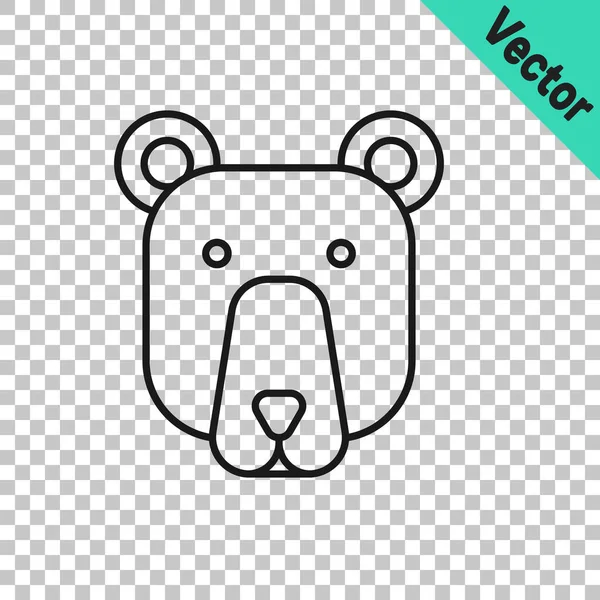 Black Line Bear Head Icon Isolated Transparent Background Vector — Stock Vector