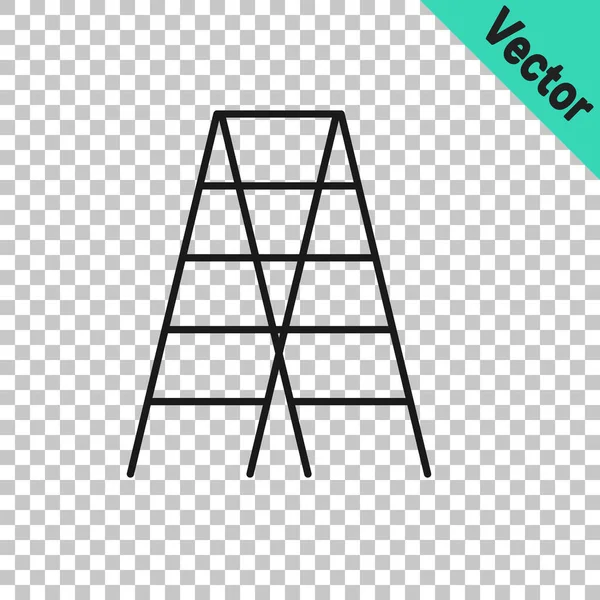 Schwarze Linie Holztreppe Symbol Isoliert Auf Transparentem Hintergrund Vektor — Stockvektor