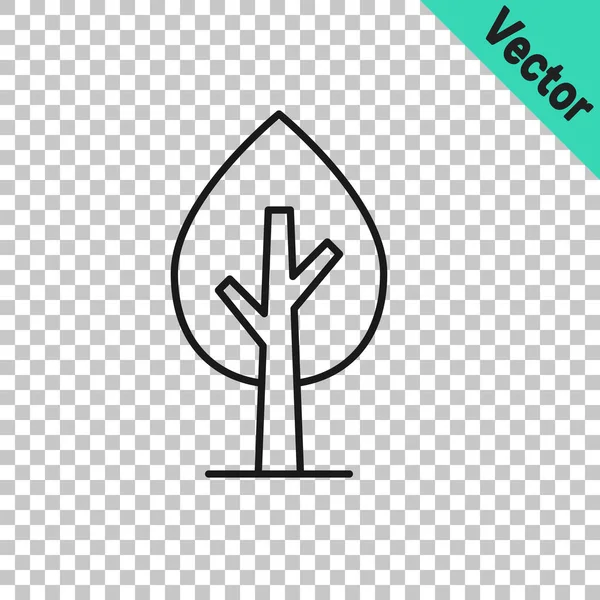 Black Line Tree Icon Isolated Transparent Background Forest Symbol Vector — Stock Vector