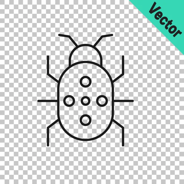Schwarze Linie Colorado Beetle Symbol Isoliert Auf Transparentem Hintergrund Vektor — Stockvektor