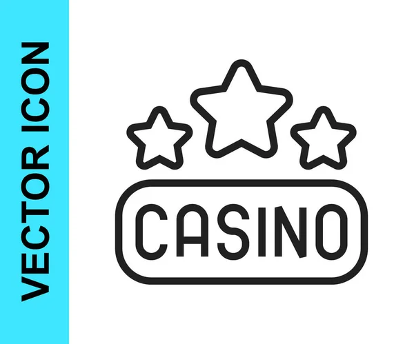 Zwarte Lijn Casino Signboard Pictogram Geïsoleerd Witte Achtergrond Vector — Stockvector