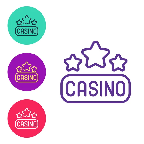 Set Line Casino Signboard Pictogram Geïsoleerd Witte Achtergrond Stel Pictogrammen — Stockvector
