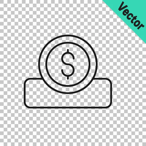 Ligne Noire Monnaie Monnaie Avec Symbole Dollar Icône Isolée Sur — Image vectorielle