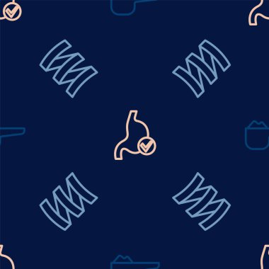 Sports 'un beslenme proteinini ve insan mide sağlığını sorunsuz bir modele ayarlayın. Vektör.