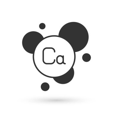 Beyaz arka planda izole edilmiş gri kalsiyum kimyasal element simgesi. Vektör