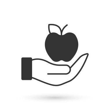 Gri Elma simgesi beyaz arkaplanda izole edildi. Fazla kilolu. Sağlıklı diyet menüsü. Fitness diyeti elması. Vektör