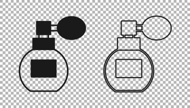 Şeffaf arkaplanda siyah parfüm simgesi izole edildi. Vektör