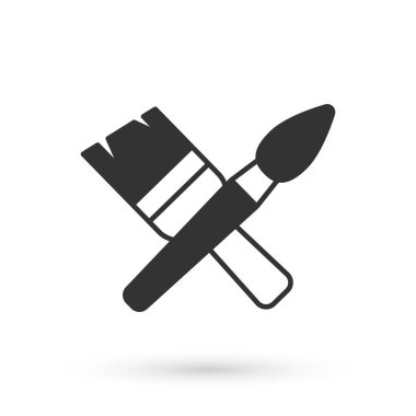 Beyaz arkaplanda gri boya fırçası simgesi izole edildi. Vektör