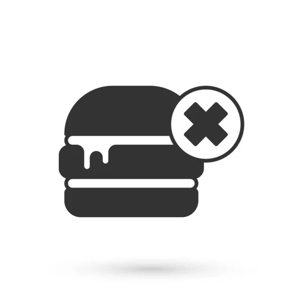灰色没有汉堡图标孤立在白色背景上 汉堡包图标 芝士汉堡三明治标志 快餐菜单 — 图库矢量图片