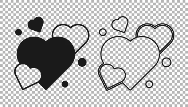 Icône Black Heart Isolée Sur Fond Transparent Symbole Romantique Lié — Image vectorielle