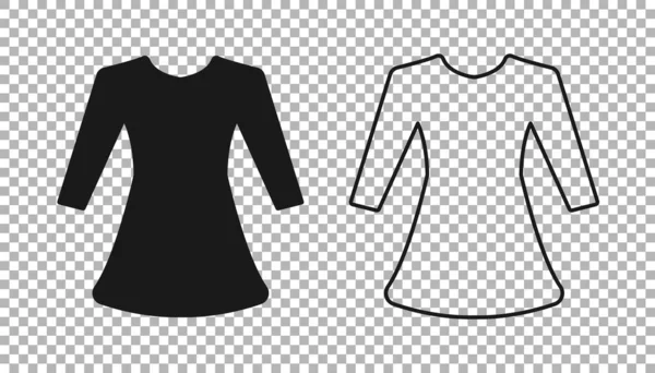 透明背景に隔離された黒の女性のドレスアイコン 服のサインだ ベクトル — ストックベクタ